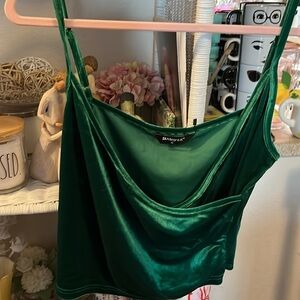 Allegra K Forrest Green Velvet Asymmetrical Camisole Christmas 🎄 Holiday Ready
